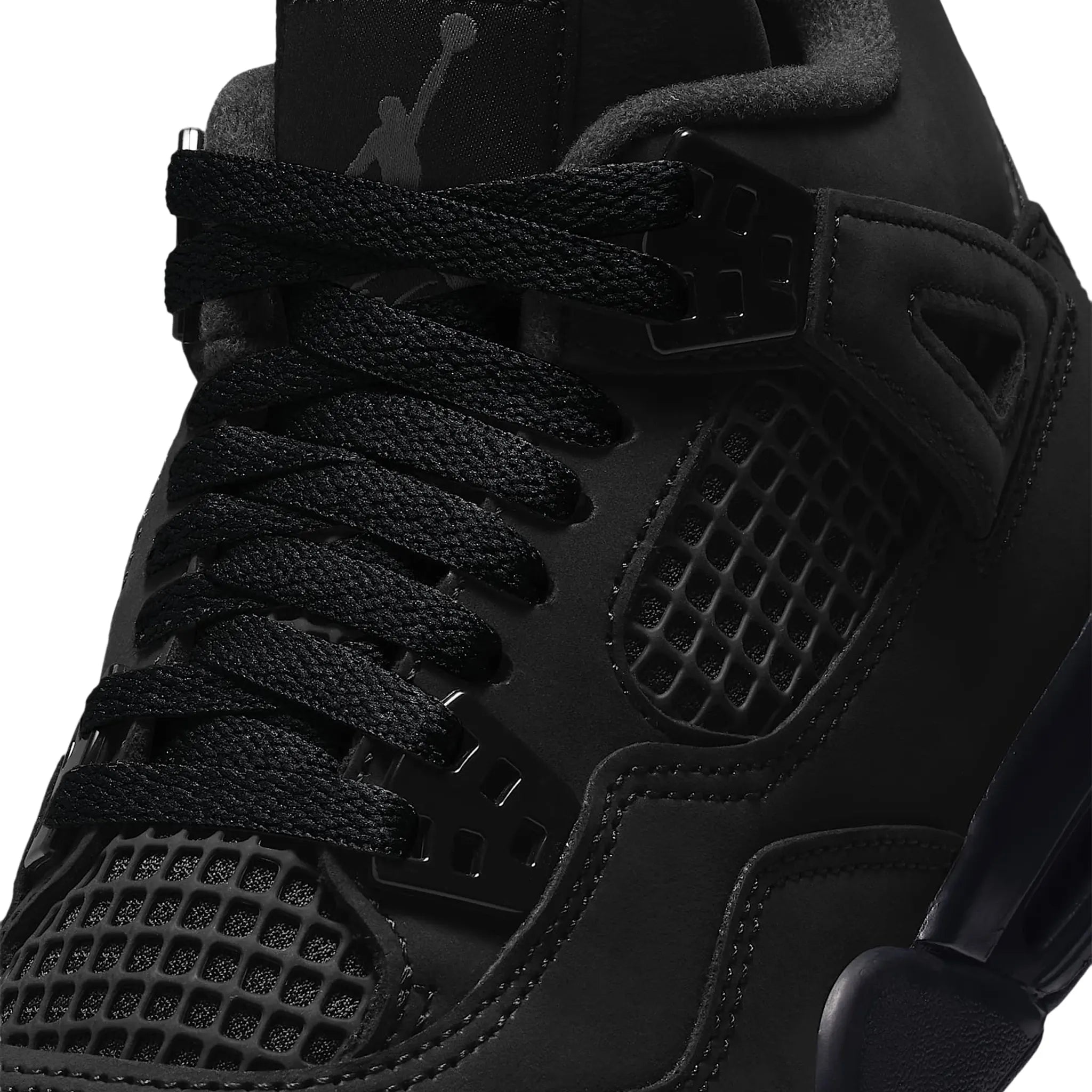 Detailed View of Air Jordan 4 Retro Black Cat (2025) (GS) IB4171-010